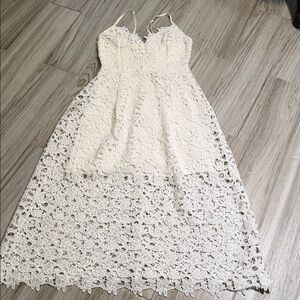 Astr Cream Floral Lace Mini Dress with Spaghetti Straps